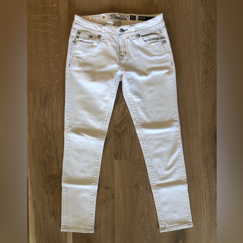 Miss Me white Cuffed Skinny jeans size 28